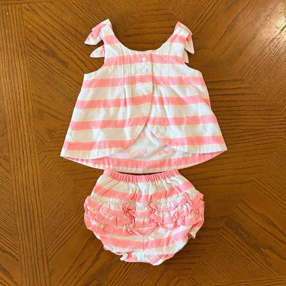 Janie and Jack Pink Striped Set